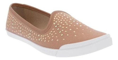 Tênis Sapatilha Moleca Slipper Feminino Nude Strass