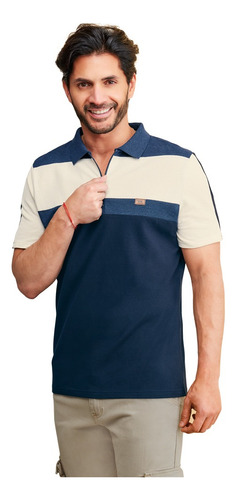 Playera Polo Con Bloques Color Azul 906-15