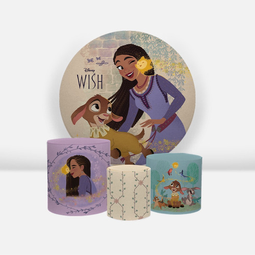 Kit Painel Redondo 1,50 Trio Capas De Cili Disney Licenciado Cor Wish O Poder Dos Desejos