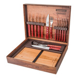 Kit Para Churrasco Cabos Em Madeira Polywood Vermelho 15 Peças Tramontina 21198770