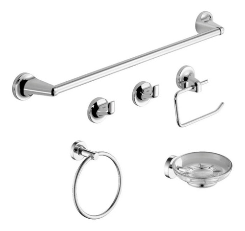 Set Accesorios Baño Kit 6 Piezas Hydros Nova 50066111 Cromo