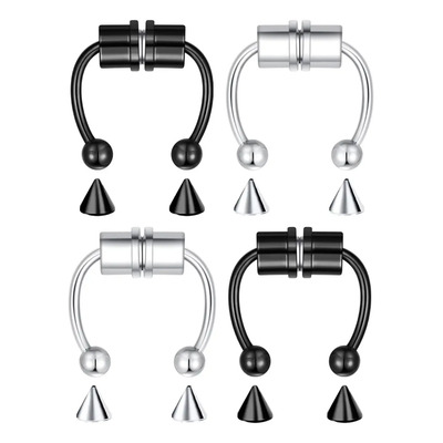 4 Piezas Aros De Narizfalsos Mujer Hombre Clip On Cartílago | MercadoLibre