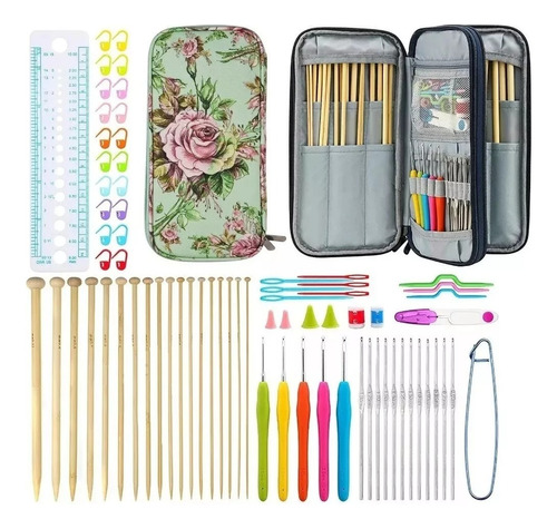 Set Completo 92 Pcs Para Tejer Palillos Crochet Y Accesorios