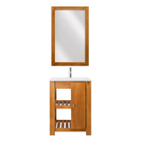 Vanitory Madera Maciza 60 Cm Bacha Puerta Espejo