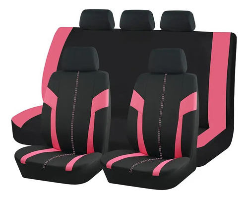 Set Fundas Cubre Asiento Negro Diseño Costura 9pcs R&c