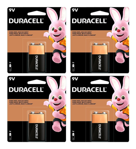 9v Tamaño Cuadrada Duracell Alcalina No Recargable 4 Piezas