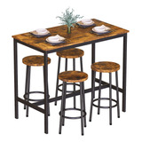 Juego De Mesa De Bar, Mesa De Pub De Cocina Con 4 Taburetes,