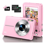 Camara Digital Mini Recargable Con Panel Lcd Niños Rosa