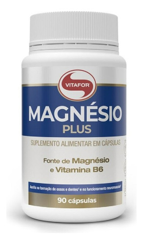 Magnésio Plus 90 Capsulas Com Vitamina B6 Vitafor Sabor Sem Sabor