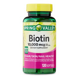 Biotina 10.000 Mcg Spring Valley 120 Cápsulas Gelatinosas