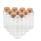 24 Botellas De Vidrio Con Tapa Corcho150ml-47x120x33mm Vacia