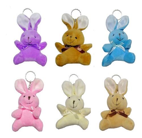 Pack 12 Llaveros Peluche De Conejo Conejitos Pascua 13 Cm