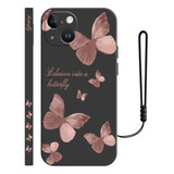 Carcasa De Silicona Diseño De Mariposa Para iPhone + Correas