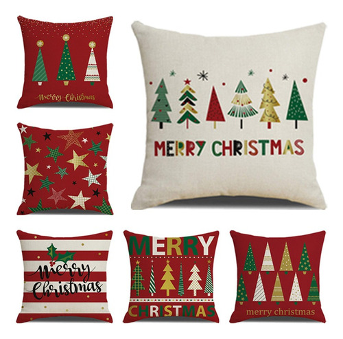 Conjunto De 6 Pares De Capas De Almofada De Natal Com Decora