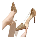 Tacones Fiesta De Dama Altos Rhinestones Transparentes