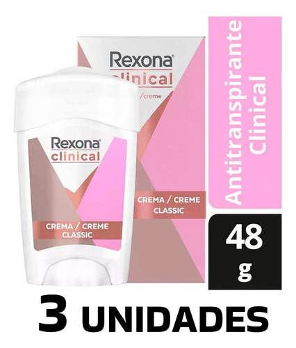 3 Unidades Rexona Clinical Classic 48g Mujer En Crema Women