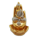 Incensário Vareta Buda Mão Dourado Brilhante Meditando 11 Cm
