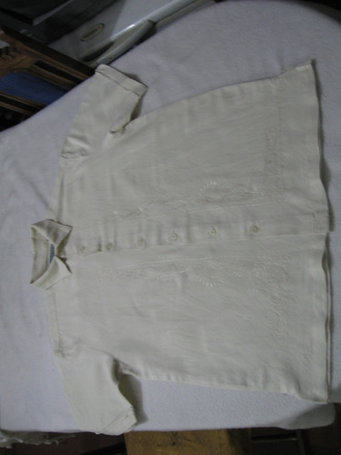 Camisa,  Guayabera Cubavera Talla M Manga Ramie-rayon Beige