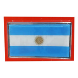 Calco Resinada Bandera De Argentina Borde Espejo 7 X 4 Cm