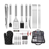 Set Parrilla Bbq 29 Piezas Con Maletin Kit Asados Parrillero