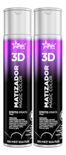  Kit Com 2 Matizador Magic Color Efeito Prata 3d - 300ml 