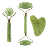 Kit 2 Massageadores Para Rosto Rolos Pedra Jade Anti Rugas