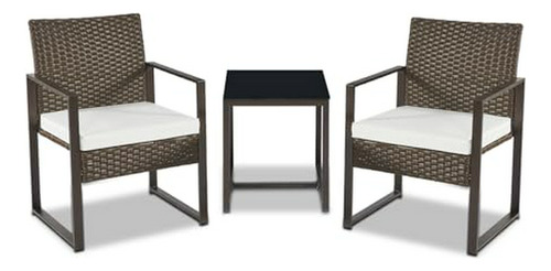 Conjunto De Muebles De Patio Rattan 3 Piezas