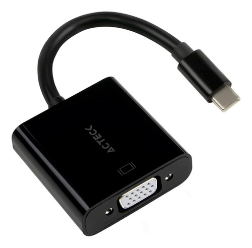 Acteck Adaptador Usb C Macho - Vga Hembra, Negro