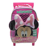 Mochila Con Carro Infantil 12 Pulgadas Cresko Minnie Mouse Color Rosa