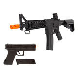 Arma Fuzil Air Soft M16 Spring 8907 + Pistola Glock Mola 6mm