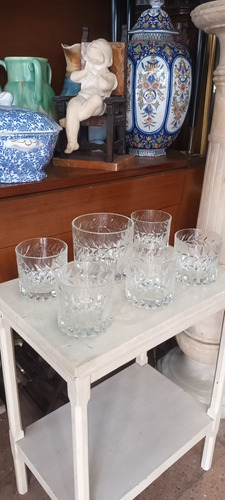 Hermosos Antiguos Vasos Y Hielera De Vidrio 