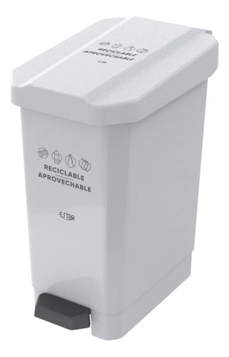 Caneca Plástica 22l Blanco Para Reciclable Con Pedal