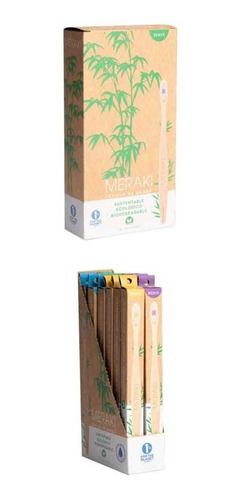 60 Cepillos Dientes Bambu Biodeg Meraki Adulto 5 Cajas X 12u