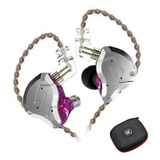 Fone De Ouvido Intra Auricular Kz Zs10 Pro + Case Cor Violeta