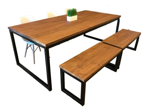 Mesa Industrial Hierro Madera Paraiso Marina 40 En 160x80