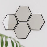 Espejos De Pared Modernos Living Hexagonos Set X 4