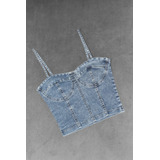 Top Corset Con Tiras Jean Elastizado