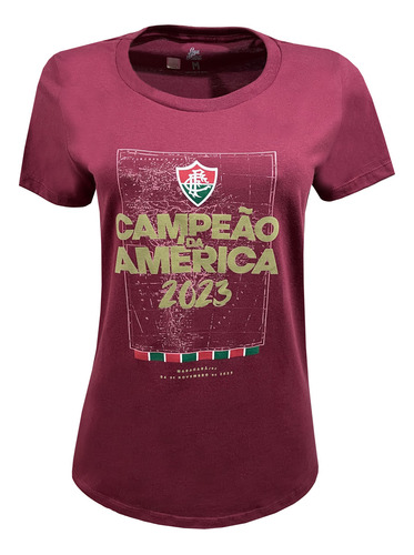 T-shirt Fluminense Campeão Da América Feminina Grená