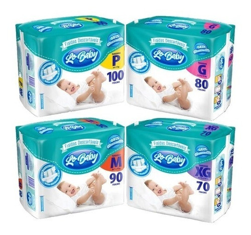 Kit Com 4 Pacotes Lo Baby G Com 280 Fraldas Atacado Barato