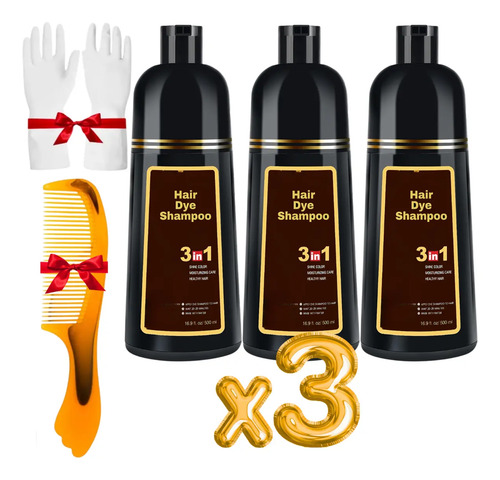 Shampoo Tinte Instantáneo 500ml Cubre Canas Jengibre 3pz | Envío gratis