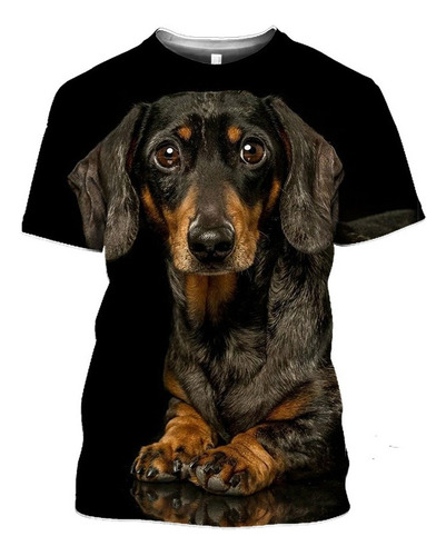 Hkm Polera Con Estampado De Perro Salchicha En 3d