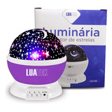 Luminária Abajur Projetor Estrela Gira Teto Quarto Roxo