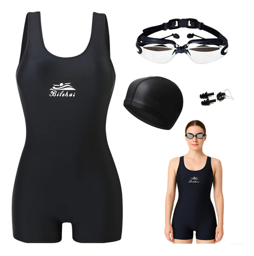 Traje De Baño Deportivo Mujer Natación Goggles Y Gorra Kits | Meses sin interés