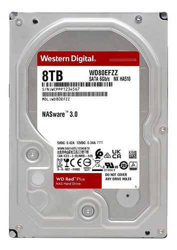 Disco Rígido 8tb Wd Red Plus Nas Wd80efzz