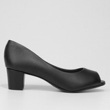 Sapato Feminino Peep Toe Social Beira Rio Aberto Na Frente 