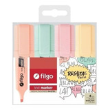 Marcador Resaltador Filgo Text Marker Pastel X 4 Unid