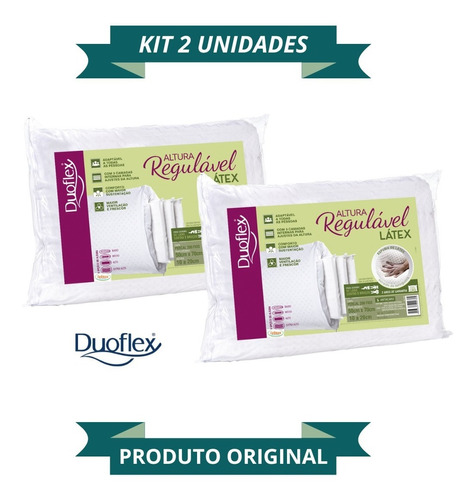 Kit 2 Travesseiros Natural Látex Altura Regulável Duoflex