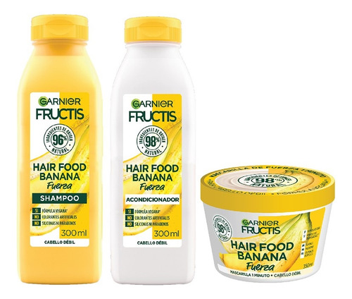 Kit Fructis Hair Food Banana: Shampoo, Acond Y Mascarilla