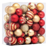 W Paquete De 50 Esferas Para Decoración Navideña, Oro Rojo,