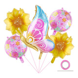 Kit Globo Mariposa Y Flores De Fiesta Decoraciones Cumpleaño